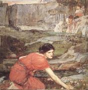 John William Waterhouse Study:Maiidens picking Flowers by a Stream (mk41) oil painting